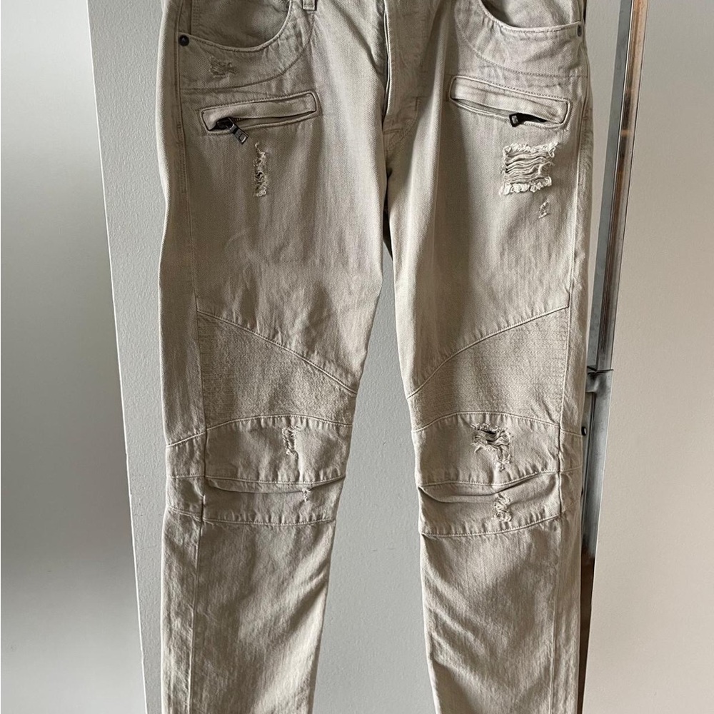 Stylish Distressed Beige Pants